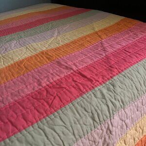 Garnet Hill Twin Size Rainbow Sherbet Quilt/Coverlet
